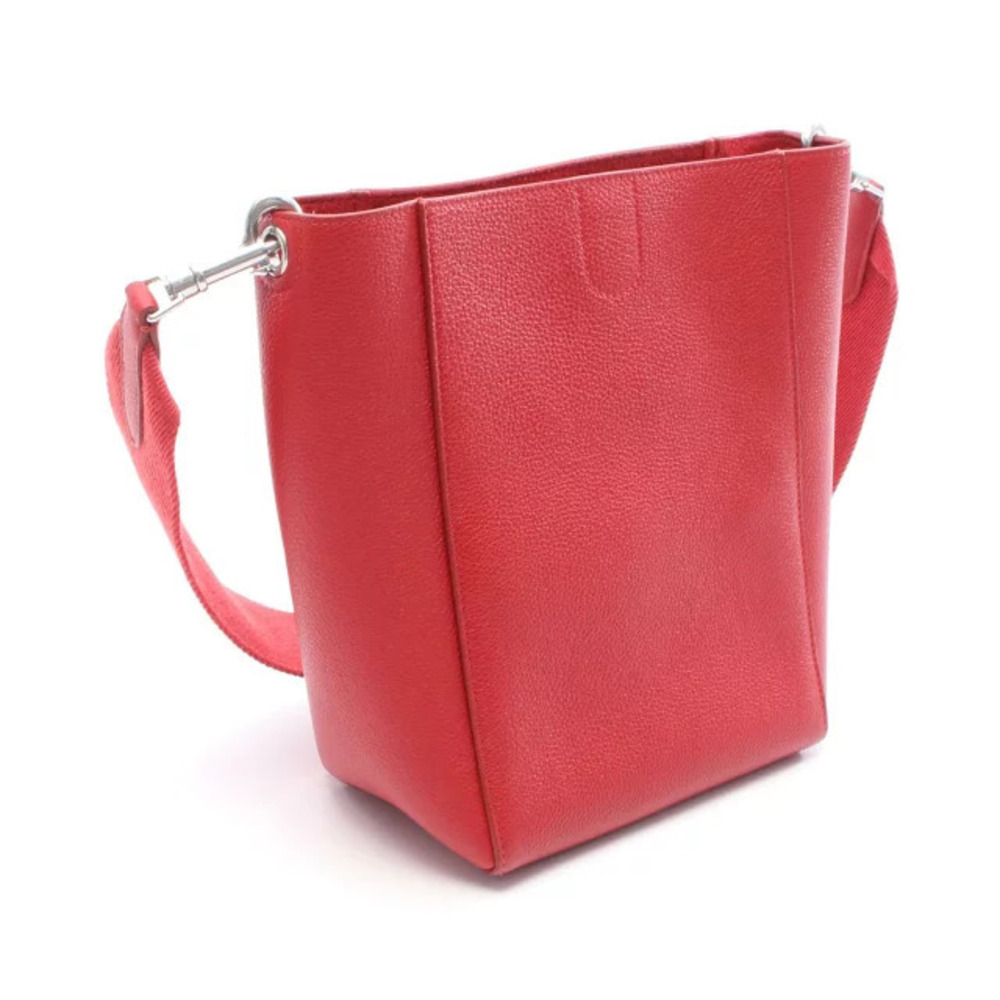 Celine Sangle Bucket Shoulder Bag Red Leather